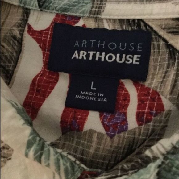 Arthouse Hawaiian Tropical Print‎ Shirt Palm Trees Size L - Picture 8 of 10